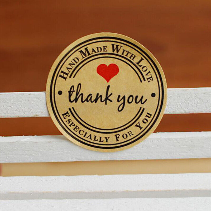 12Pcs Thank You Stickers Seal Labels Craft Packaging Kraft GD Sticker Se Q D9H7