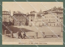 FIRENZE. Piazza S.Croce. Foto originale Alinari all'albumina, circa 1880