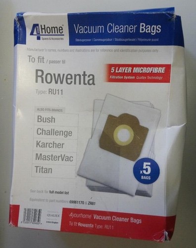 4 Your Home Vacuum Cleaner Bags to fit certain models of Rowenta & others