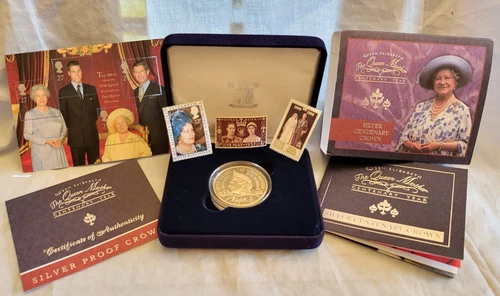 Moneda de plata maciza 1900 2000 Reina Madre Isabel II medalla antigua estampillas de la corona
