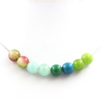 Steine Und MinéRaux. Halskette Perlen Peridot+Chrysocolla+Angelite+Tourmali