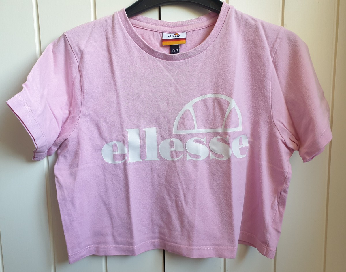 Girls Pink Ellesse Logo Cropped Short Sleeved T-Shirt Age 12-13