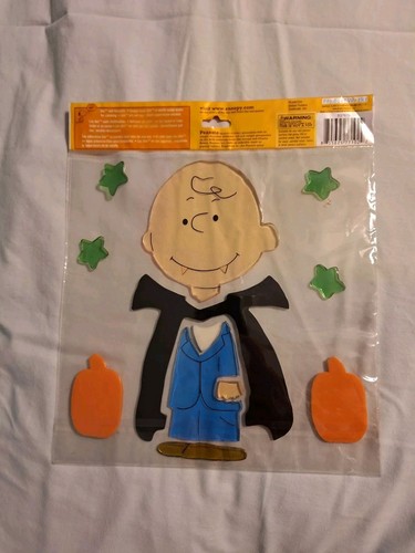 New set of 4 Peanuts Charlie Brown Snoopy Halloween Fall Window Clings Jelz - Picture 5 of 12