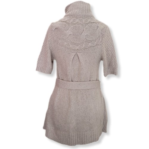 One Clothing Womens S Cardigan Cable Knit Short Sleeve Belted 3-Button Pockets - Picture 5 of 6