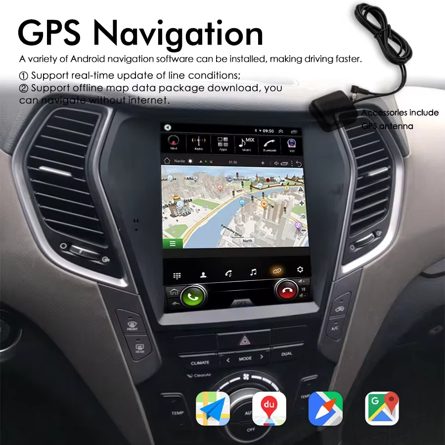 Android 13 For Hyundai Santa Fe IX45 2013-2018 Car Radio GPS Navig Video Player - Image 3 of 4