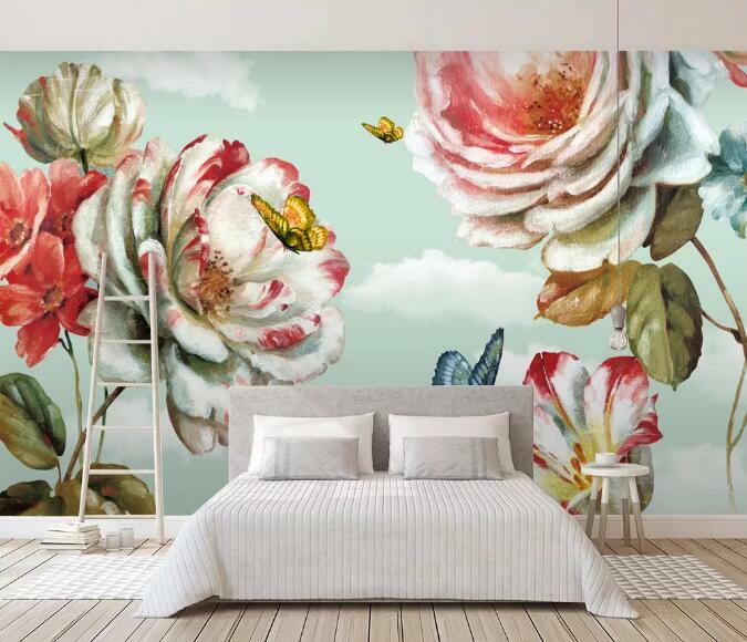 3D Flower Butterfly 8693NA Wallpaper Wall Mural Removable Self-adhesive Fay