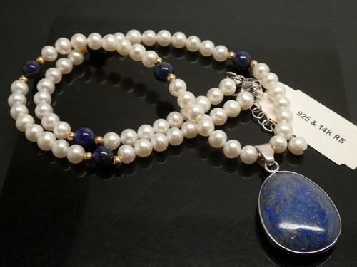 Ross-Simons Lapis \u0026 5mm Pearl Necklace 