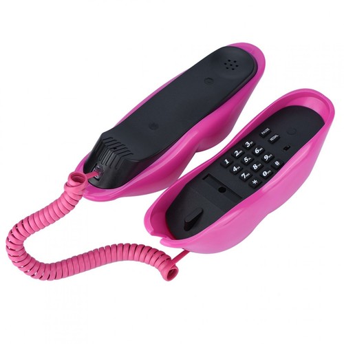 Telefono labbra rosse divertente telefono fisso cablato sexy rosa bocca rossa telefono regalo cartone animato - Foto 3 di 9