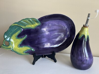 Eggplant Olive Oil Decanter & Serving Dish  Certified International Judy Phipps