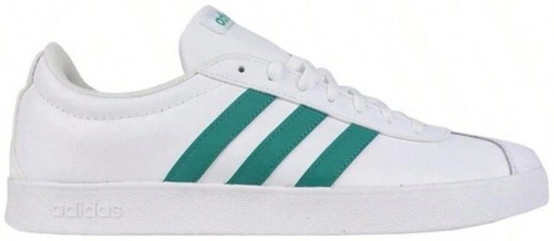 Adidas VL Court 2.0 Sneakers Green Suede White Stripes Men  display picture 1