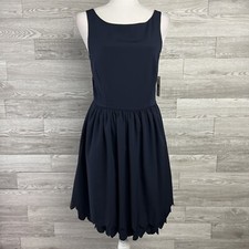 NWT Eliza J Navy Fit and Flare Sleeveless Scallop Hem Dress Sz6 Wedding Cocktail