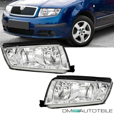 für Skoda Fabia 6Y Scheinwerfer Set Links Rechts 99-08 H7/H3 Chrom alle Modelle