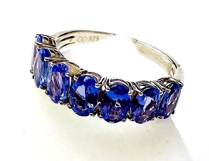 HSN Colleen Lopez Sterling Silver 7-Stone Tanzanite Gemstone Band Ring Size 6