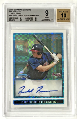 #ad Freddie Freeman 2009 Bowman Chrome X Fractor Auto 250 BGS 9 Mint amp; 10 Auto $1200.00