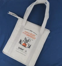 INSULATED Grocery Bag Zippered Reusable Large Cooler Shopping Tote Tan SRF Logo