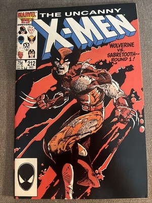 Uncanny X-men #212 1st Battle Wolverine & Sabretooth. Pre-Owned