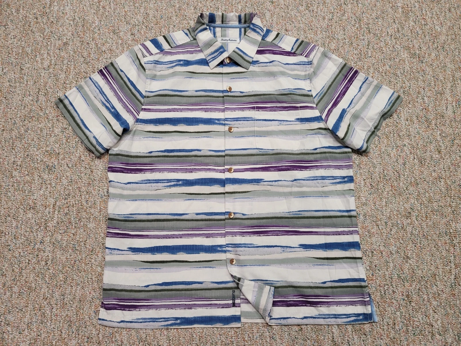 Tommy Bahama Shirt Mens XL Brush Strokes Hawaiian Button Up Island Zone Aloha