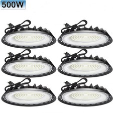 6 Pack 500W UFO Led High Bay Light Commercial Industrial Factory Warehouse 6000K