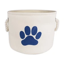Medium Round Off White Pet Storage Basket With Handles 12 X 15 X 15 Inches