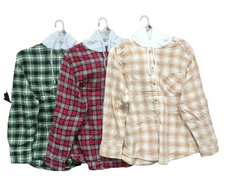 Women's Hooded Flannel Size XXXLarge 22 NWT! Time And Tru, 3 Pack