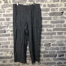 Chico's Women's Blue Linen Blend Elastic Waist Pull On Casual Pants Size 2