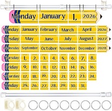 Flip Calendar for Classroom Decor, Pencil Calendar Bulletin Board Set with 54...