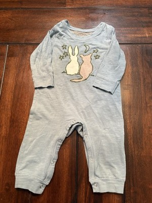 Red Egg and Ginger Baby Blue Bunny & Cat Romper, 6-9 Months