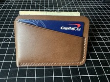 Minimalist Card Wallet - BROWN Full Grain / Veg Tan Leather, 100 Handmade.