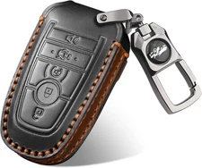 Key Fob Cover, Leather Key Shells Compatible -Black- 5 Buttons