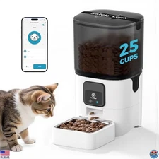 Smart Automatic Cat Feeder WiFi APP Control, 6L Pet Food Dispenser, Easy Clean