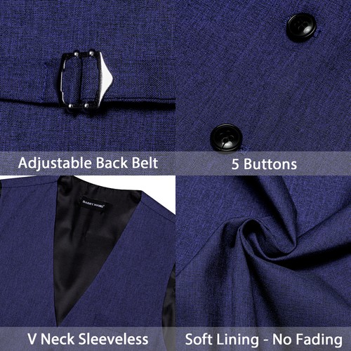 Men's Tuxedo Vest & Bowtie/Necktie Set, Classic Formal Waistcoat Paisley Floral - Picture 14 of 224