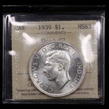 1939 $1 ICCS MS63 *Quad HP* Canada Silver Dollar Lustrous Blast White 4xHP QHP