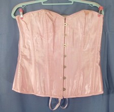 Corset Waist Trainer Pink Coquette Lace-up Boning Satin Ribbon Size 3XL