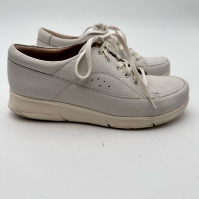 Hush Puppies Dasher Mardie Ivory Leather Lace Up Sneakers 9.5 Wide HW06160-110