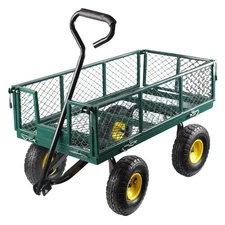 Garden Carts Yard Dump Wagon Cart Lawn Utility Cart Outdoor Steel Heavy Duty