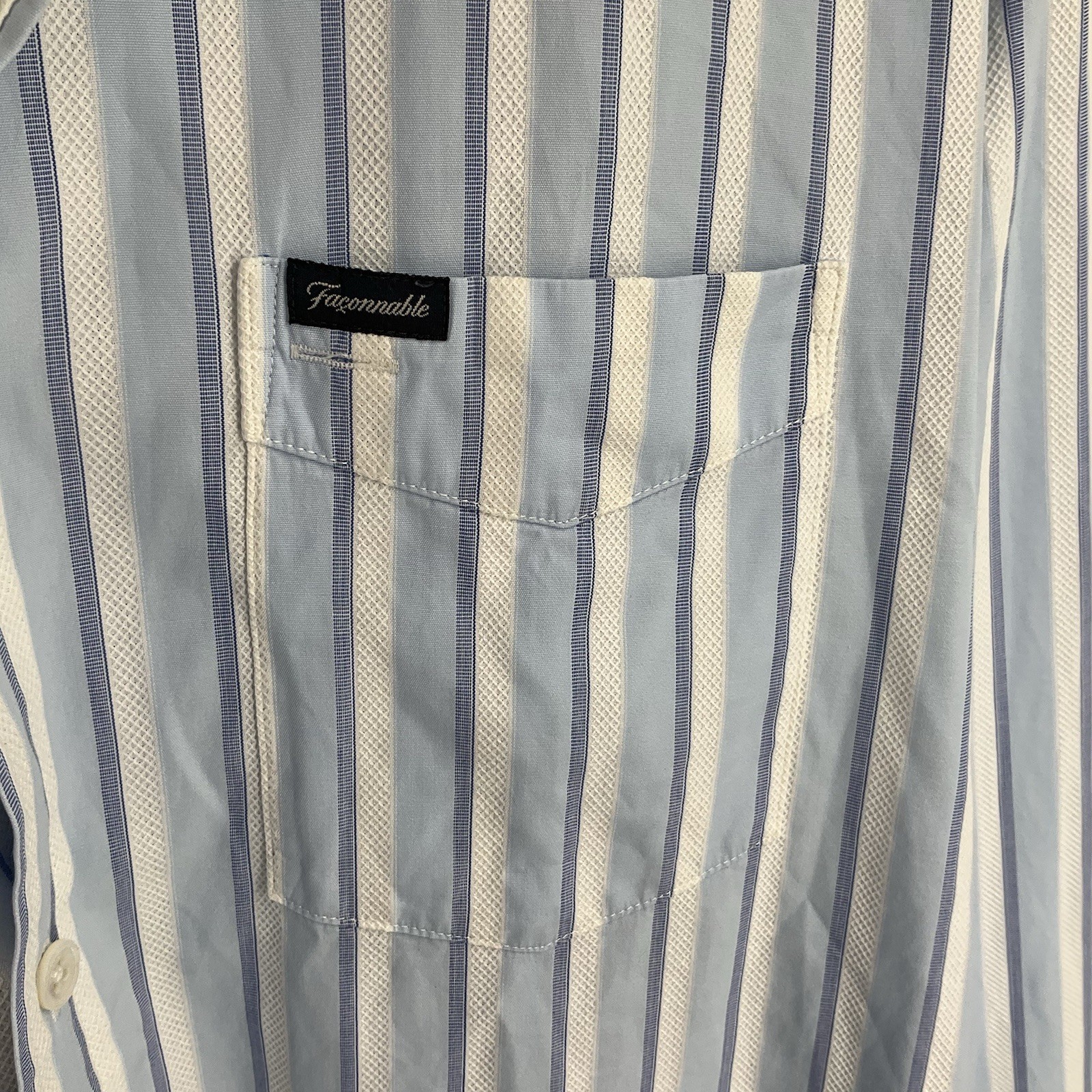 Faconnable Blue Stripes Button Down Long Sleeve S… - image 5