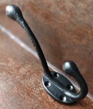 Industrial Cast Iron Coat & Hat Hooks – Heavy Duty Rustic Wall Hooks 2 Pack 