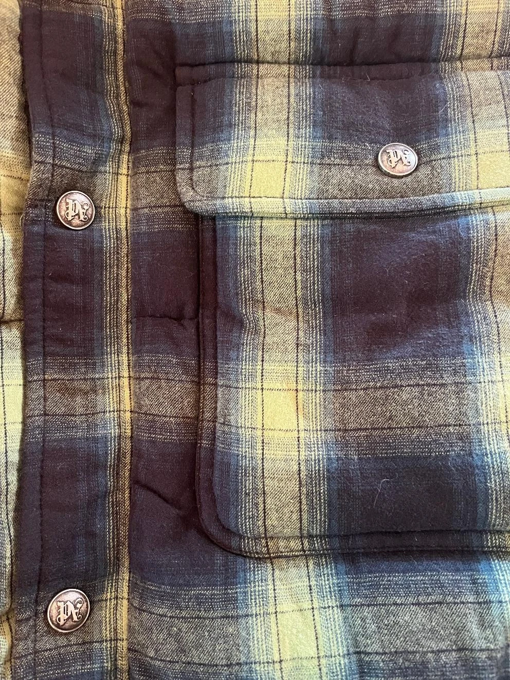 Men's Palm Angels Green Plaid Puffer Jacket Green Size M Excellent Button Front - product detail image 6