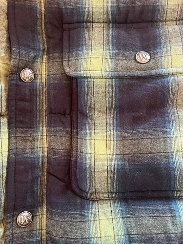 Men's Palm Angels Green Plaid Puffer Jacket Green Size M Excellent Button Front image 6