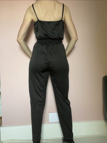 Black vintage jumpsuit harem pants strappy elastic waist Small uk8 Nwot Y2K - Picture 4 of 8
