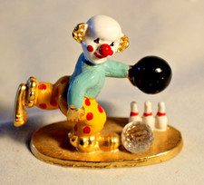 Spoontiques Pewter Figurine Clown Bowling Ball Bowler Swarovski Crystal Vintage