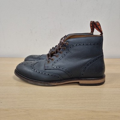 Lanx Bayle Blue Navy Leather Ankle Derby Brogues Boots Size UK 8,5 EU 42,5