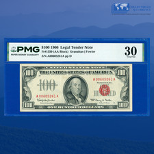 Fr.1550 1966 $100 Hundred Dollars Legal Tender Note Red Seal, PMG 30 #05261