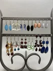 12 Pairs Earring Jewelry Lot Vintage Estate Pierced Costume Silver Tone Dangle