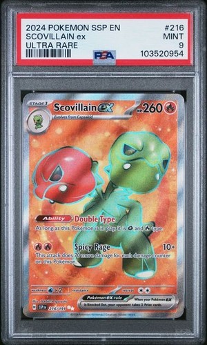 2024 POKEMON SSP EN #216 SCOVILLAIN EX ULTRA RARE PSA 9 SURGING SPARKS