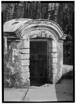 38. Detail head circular staircase between Santa Barbara Bastion lower court -