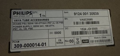Philips Vaya Tube Accessories Zcx402 PSU 320W 100-277V Power Supply HLG-320H-24 