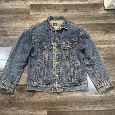 Vintage 80s Lee Riders Acid Wash Denim Trucker Jacket Made USA 16/18