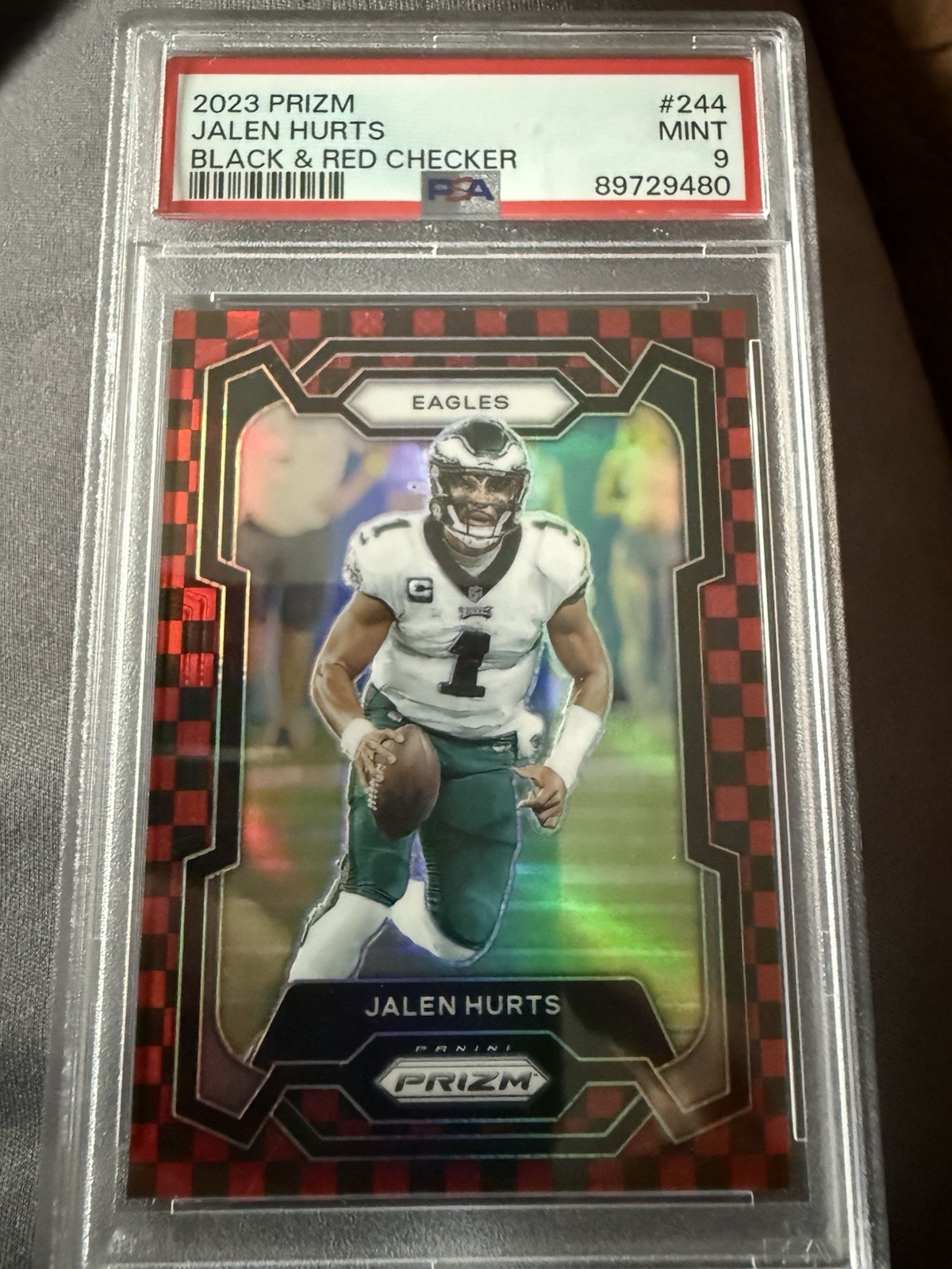 2023 Panini Prizm - Jalen Hurts #244 Black & Red Checker Prizm