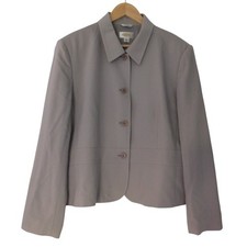 Talbots Wool Blazer Size 16 Professional Beige Lined Jacket Stretch 3 Button